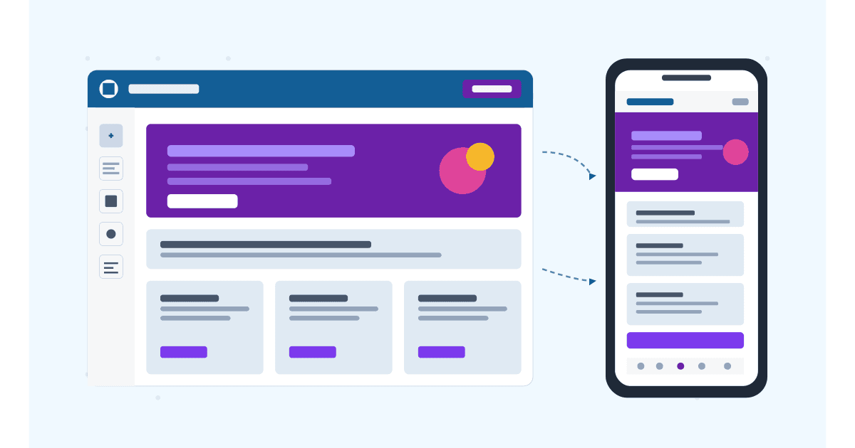 Mobile view in WordPress preview pane showing Gutenberg block editor with phone-sized layout